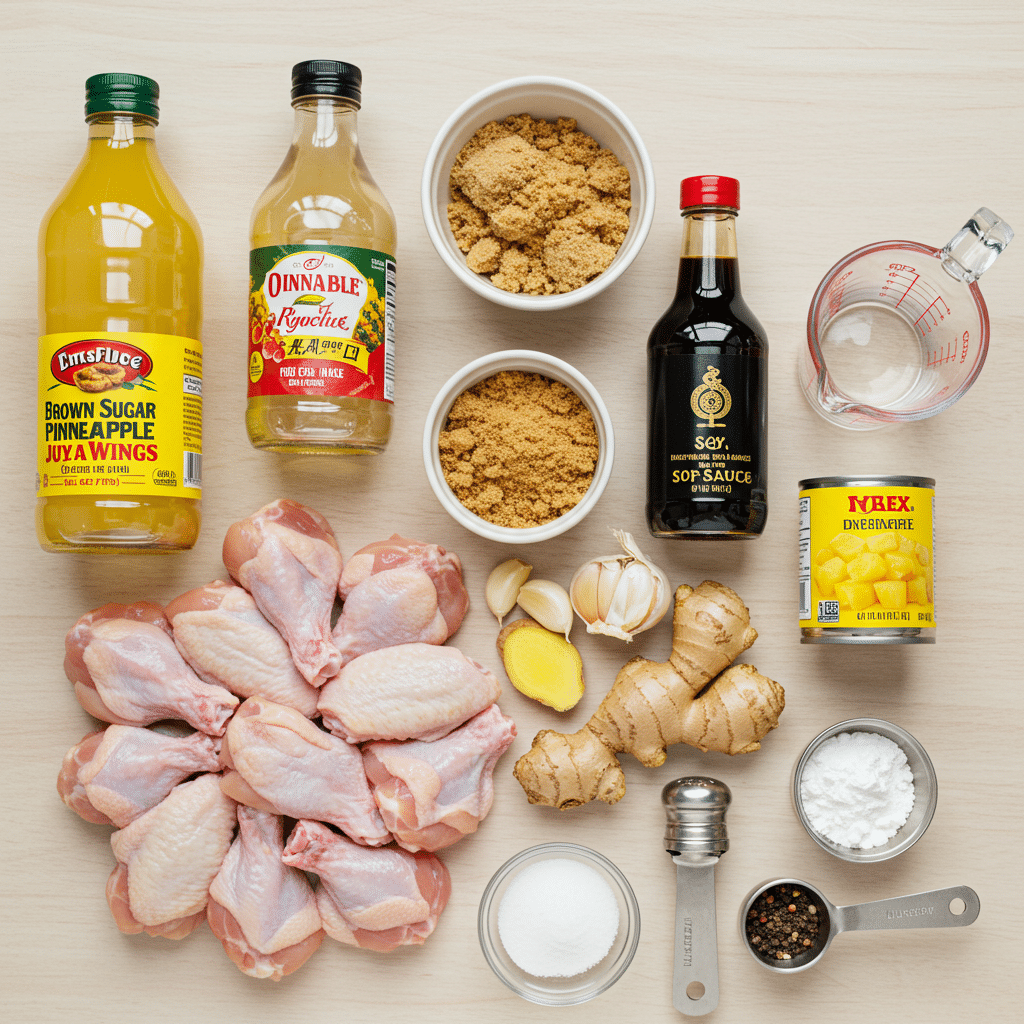 Ingredients for making Brown Sugar Pineapple Wings.