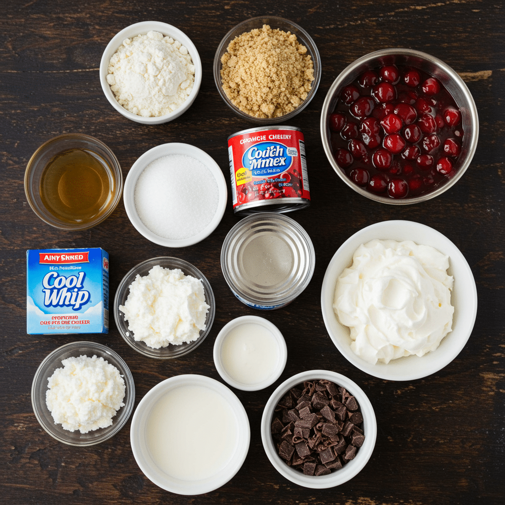 Ingredients for making Chocolate Cherry Lush.