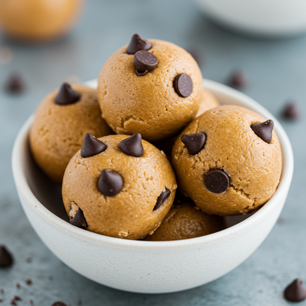Ingredients for making Frozen Greek Yogurt Peanut Butter Bites with Chocolate Chips.