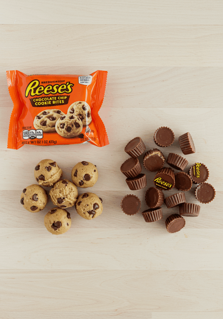 Ingredients for making Reese's Chocolate Chip Cookie Bites.
