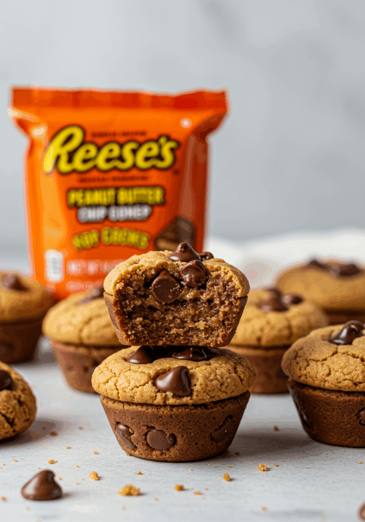 Stack of Reese's Chocolate Chip Cookie Bites ready to serve.