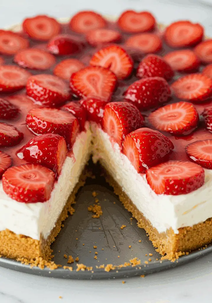 Delicious Strawberry Cream Cheese Pie – No-Bake with fresh strawberries.