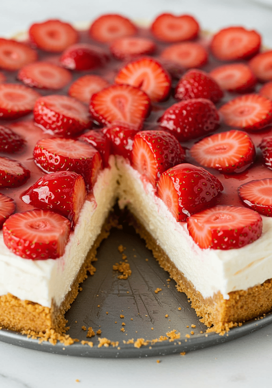 Delicious Strawberry Cream Cheese Pie – No-Bake with fresh strawberries.
