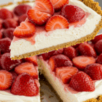 A served slice of Strawberry Cream Cheese Pie – No-Bake.