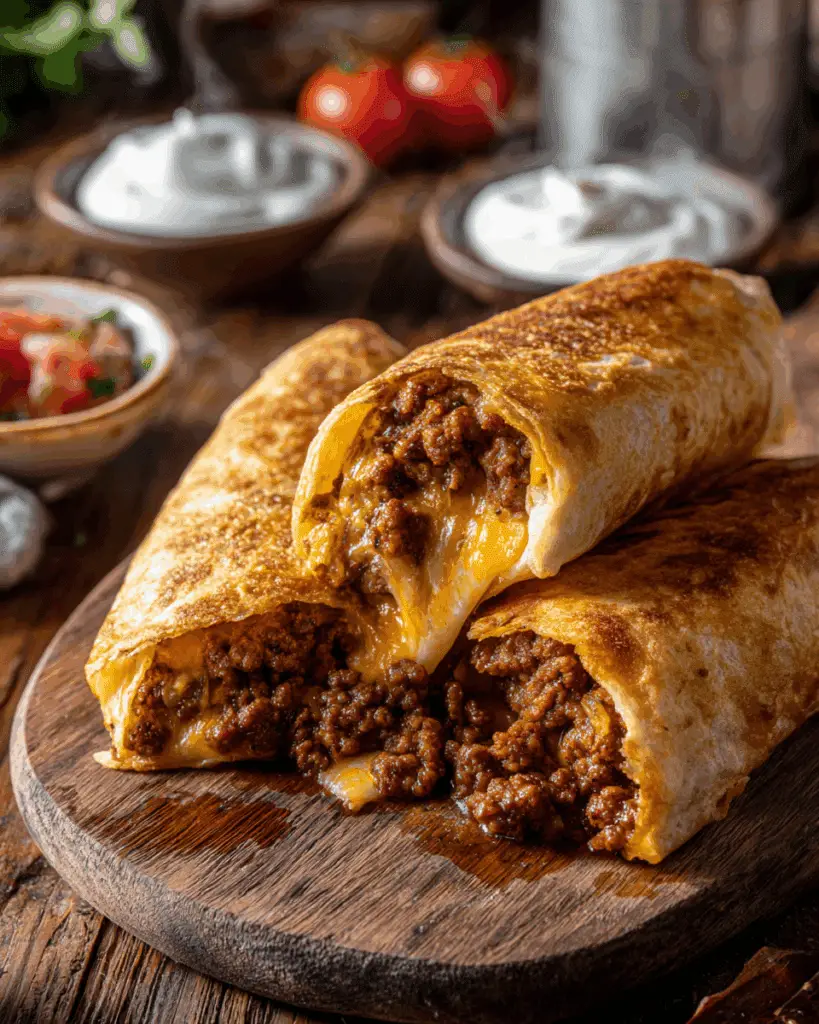 Crispy Crunchy Beef Cheese Wraps with a cheesy beef filling.
