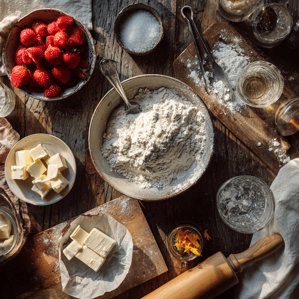 Strawberry Rhubarb Galette ingredients