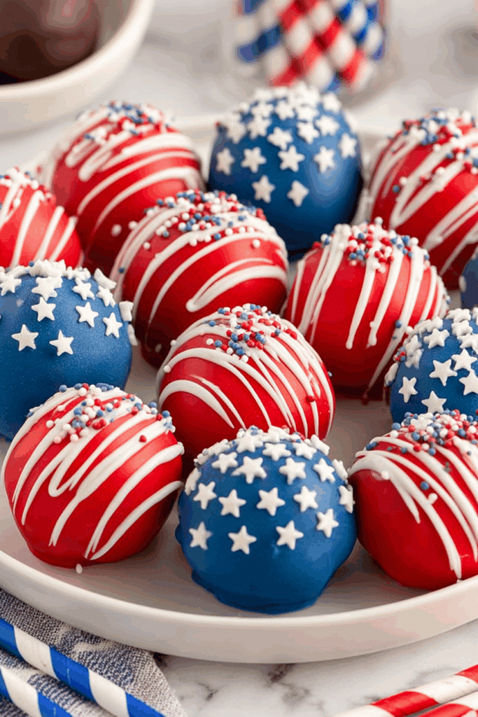 Patriotic Oreo Balls served