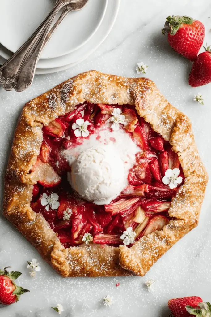 Strawberry Rhubarb Galette served